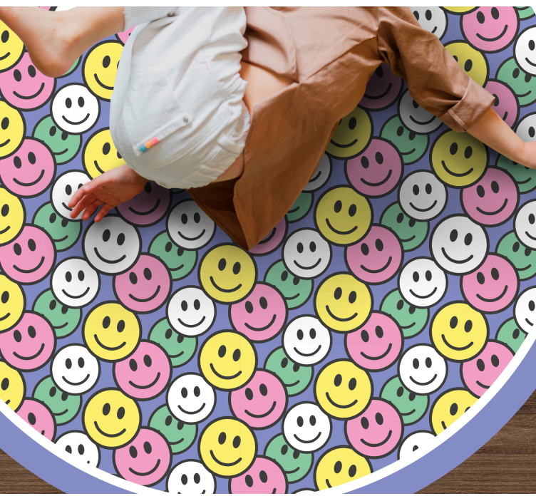 Happy Smiley Faces kids vinyl rug - TenStickers