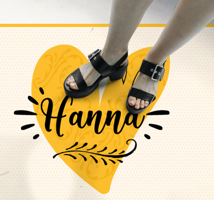 Custom orange heart teenage bedroom vinyl rug - TenStickers