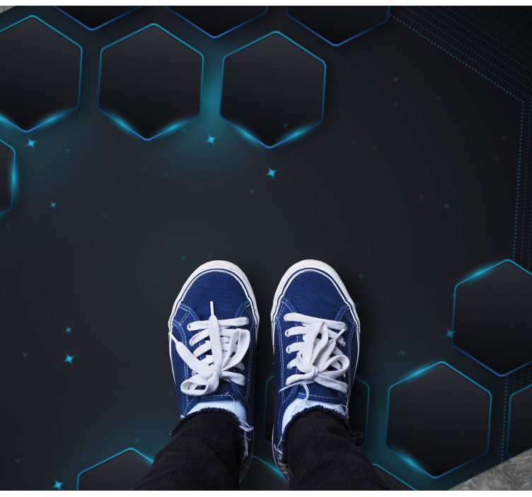 Blue hexagonal layout geometric vinyl rug - TenStickers