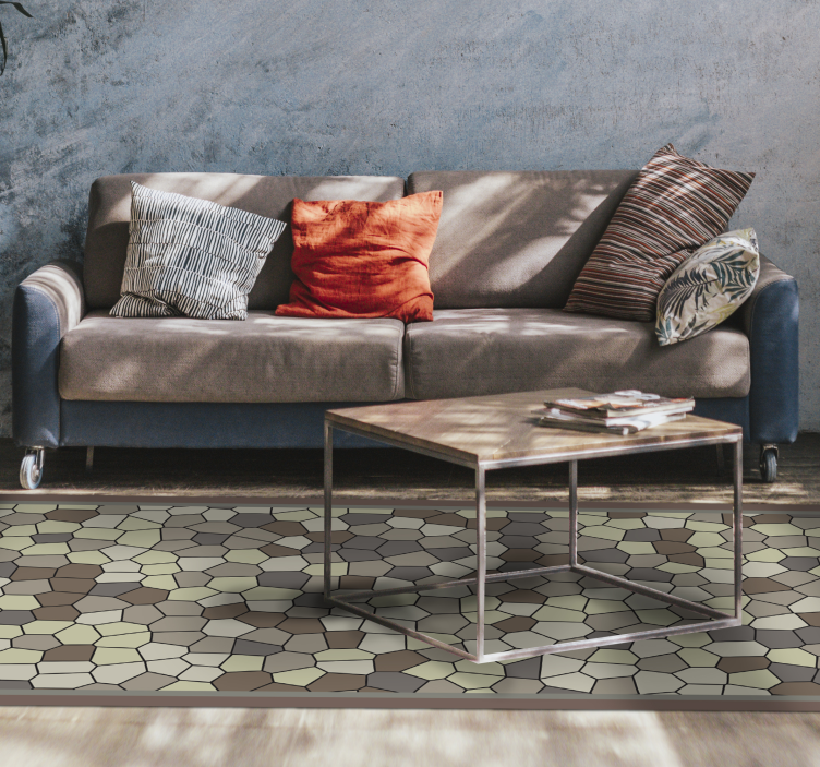 Hexagonal Stone Pattern mosaic vinyl rug - TenStickers