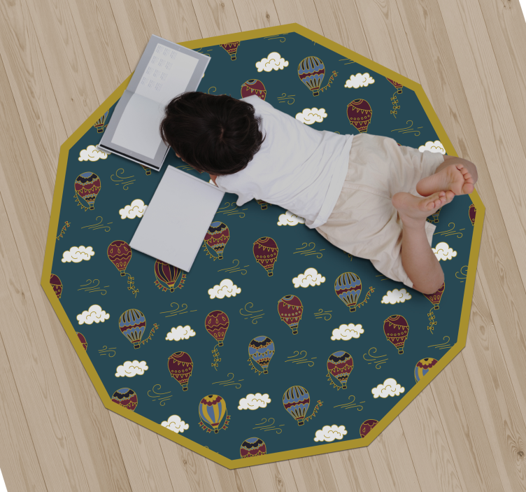 Hot Air Balloons kids vinyl rug - TenStickers