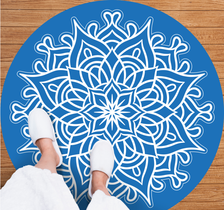 Intricate blue composition mandala vinyl rug - TenStickers
