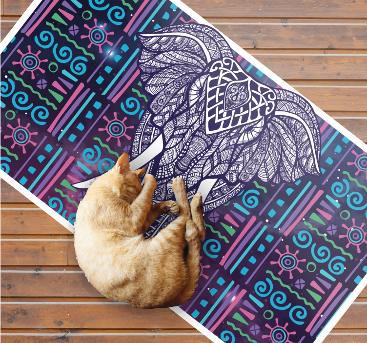 Intricate elephant pattern ethnic vinyl rug - TenStickers