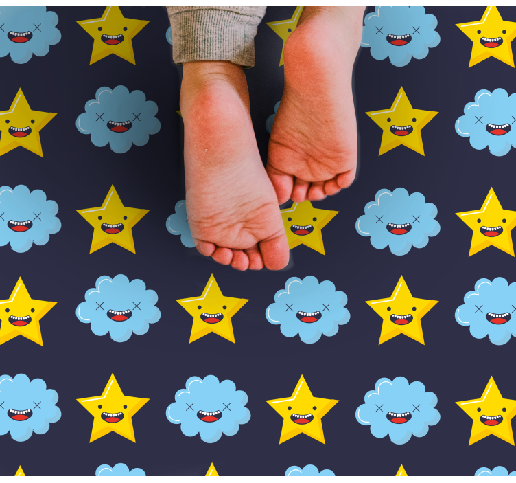 Cheerful Star Clouds star vinyl rug - TenStickers