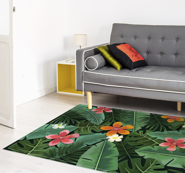 Jungle flowers and leaves floral rug - TenStickers