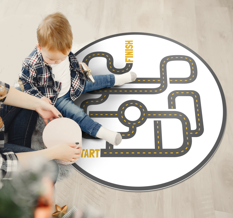 Spectacular round kids vinyl rug with city - TenStickers