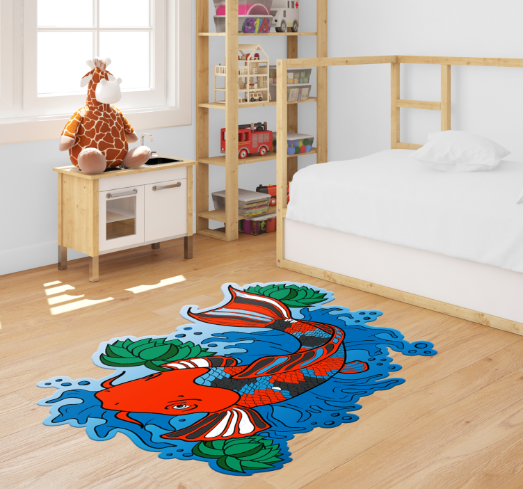 Colorful Koi Fish Illustration animal vinyl rug - TenStickers