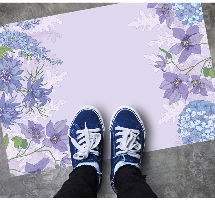 Lavender botanical embellishments floral vinyl rug - TenStickers