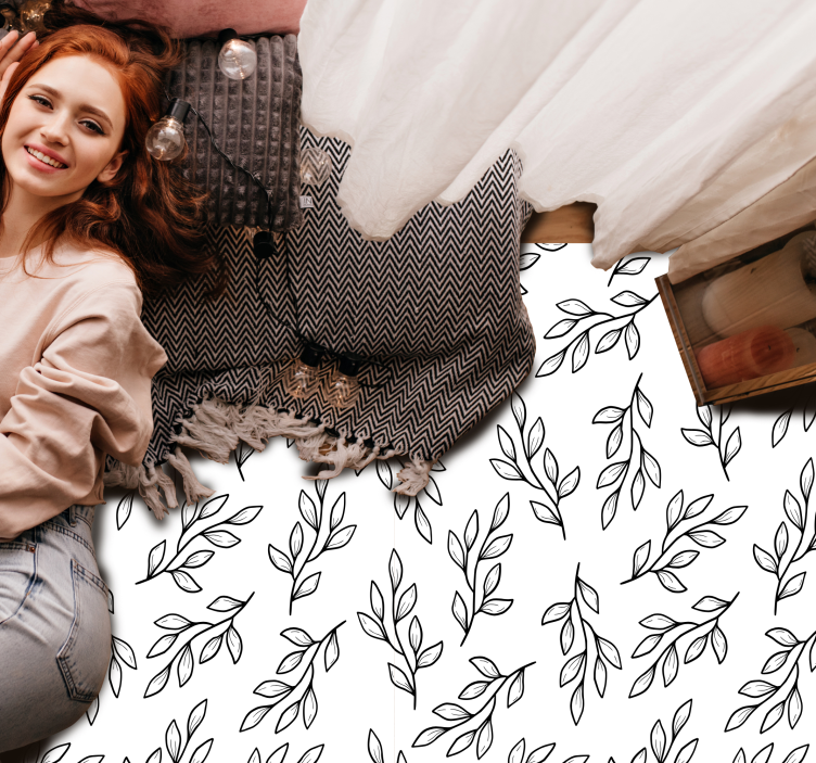 Leafy Branch Pattern nature vinyl rug - TenStickers