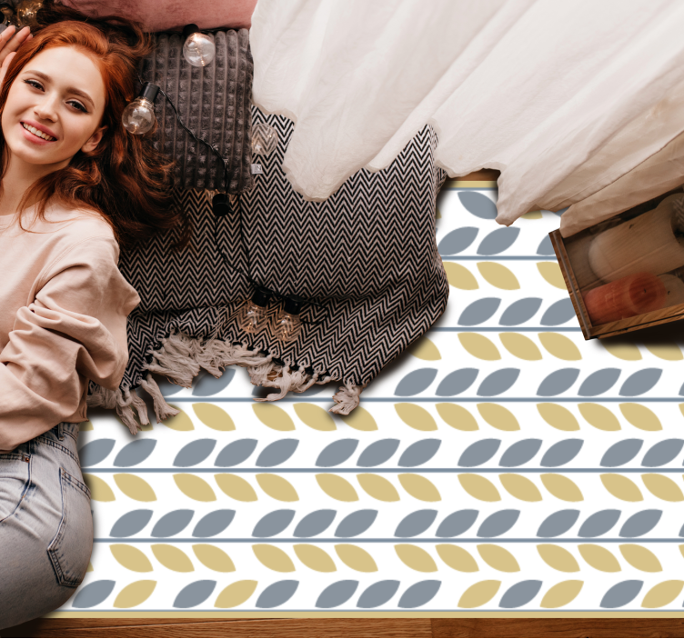 Leafy Pattern Stripes nature vinyl rug - TenStickers