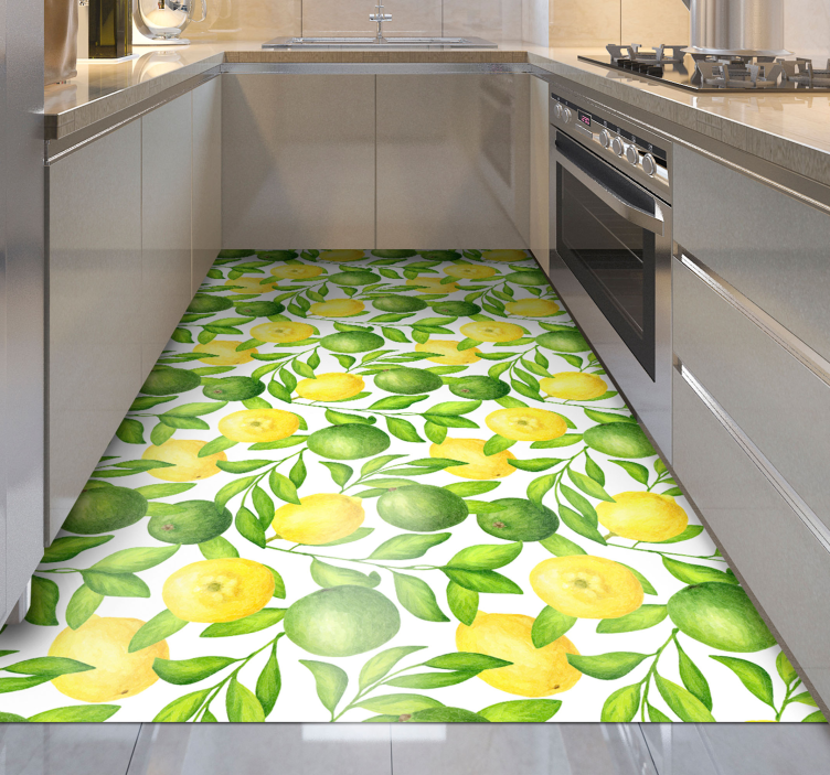 Lemons and Limes floral rug - TenStickers