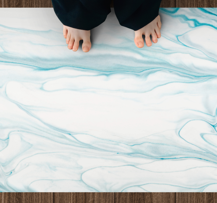 Light blue and white marble texture carpet - TenStickers