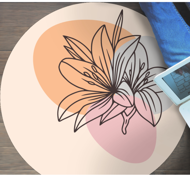 Lily Floral Accent circular vinyl rug - TenStickers
