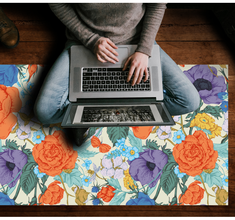 Bright Botanical Arrangement floral vinyl rug - TenStickers