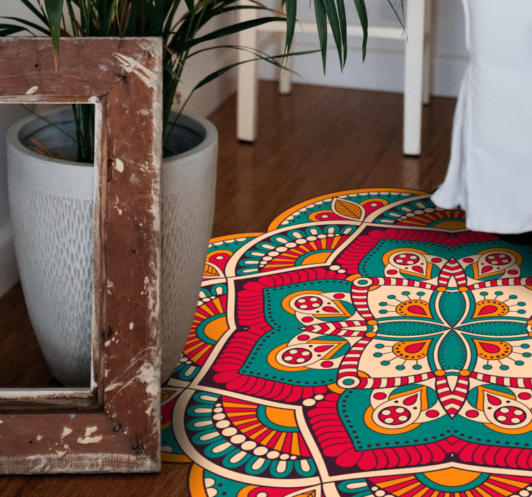 Lively colorful design mandala vinyl rug - TenStickers