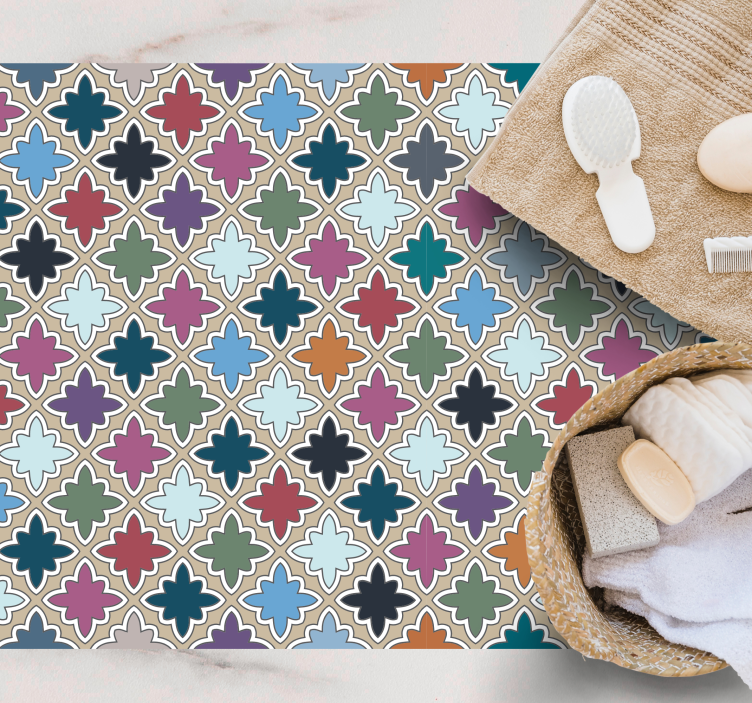 Lively Floral Composition mosaic vinyl rug - TenStickers