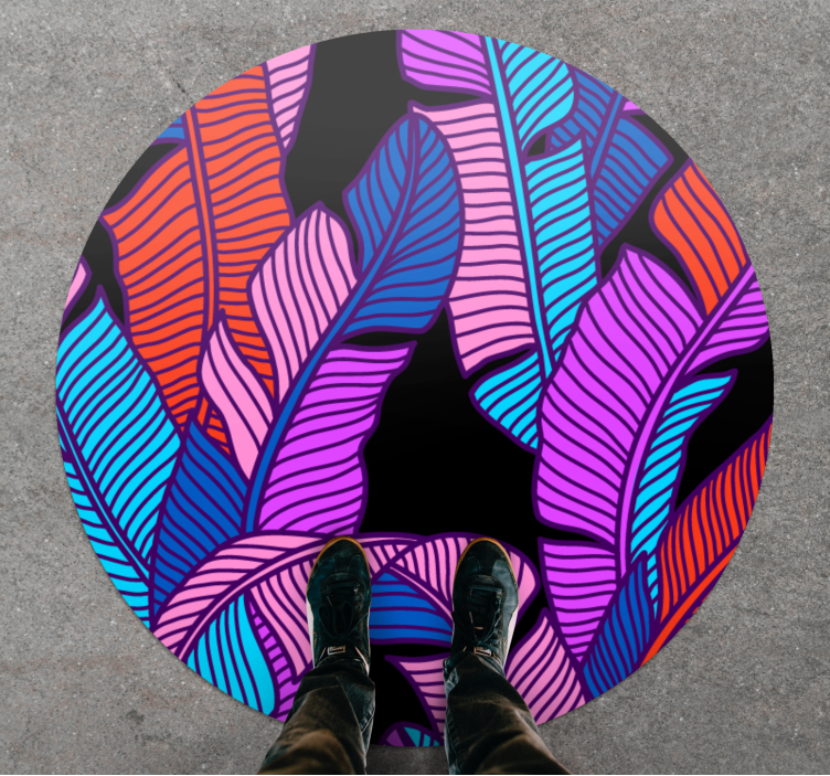 Lively leaf elements floral vinyl rug - TenStickers