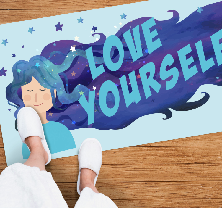 Love Yourself Illustration custom vinyl rug - TenStickers