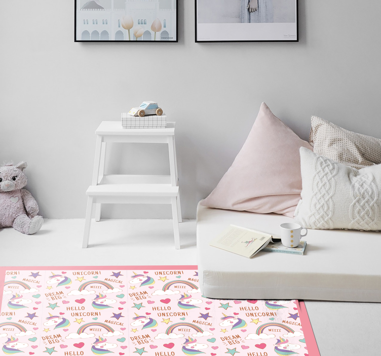 Magical Unicorn Motif nursery vinyl rug - TenStickers