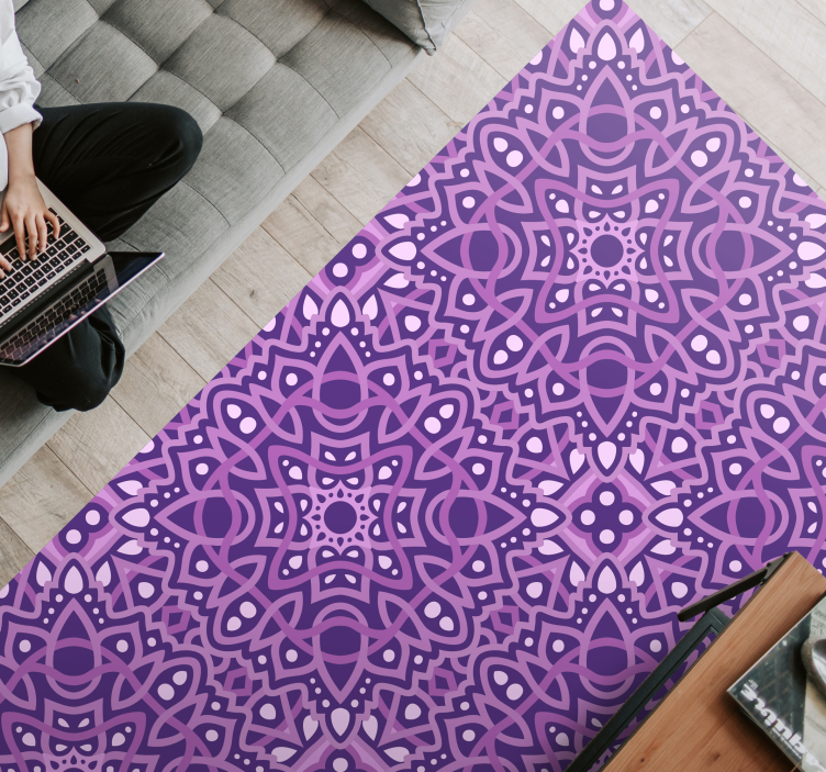 Mandala Purple Tiles mandala vinyl rug - TenStickers