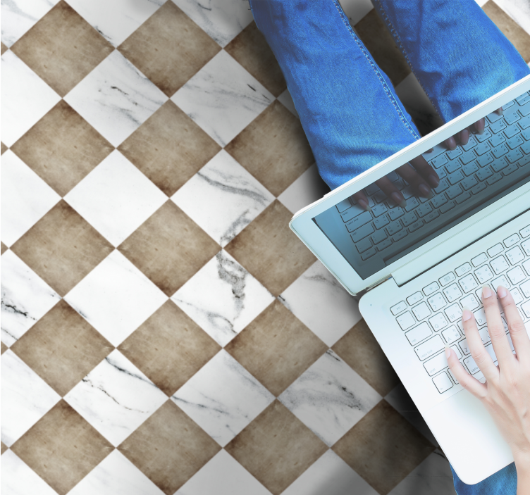 Marble diagonal marble vinyl rug - TenStickers