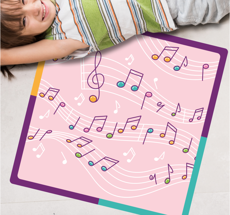 Melodic Notes Theme teenage bedroom vinyl rug - TenStickers