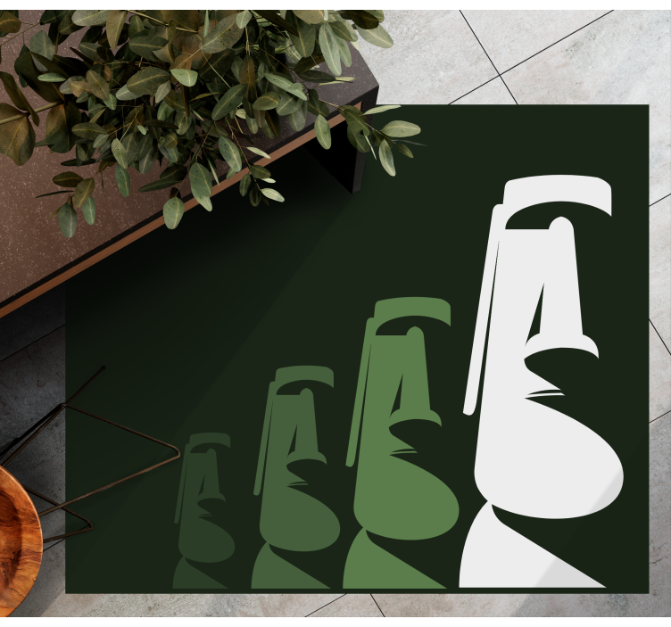 Moai Statues Outline living room vinyl rug - TenStickers