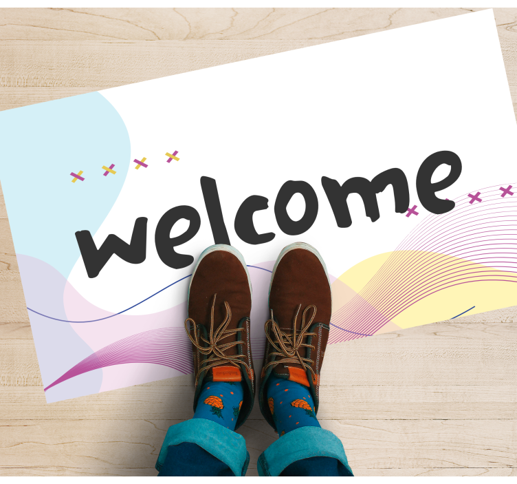 Modern abstract welcome entrance hall vinyl rug - TenStickers