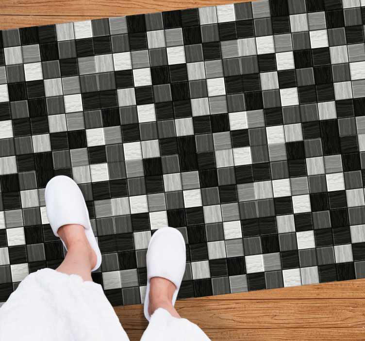 Grey shade squares bathroom vinyl rug - TenStickers