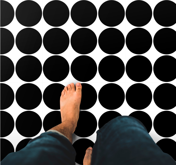Monochrome Circle Pattern geometric vinyl rug - TenStickers