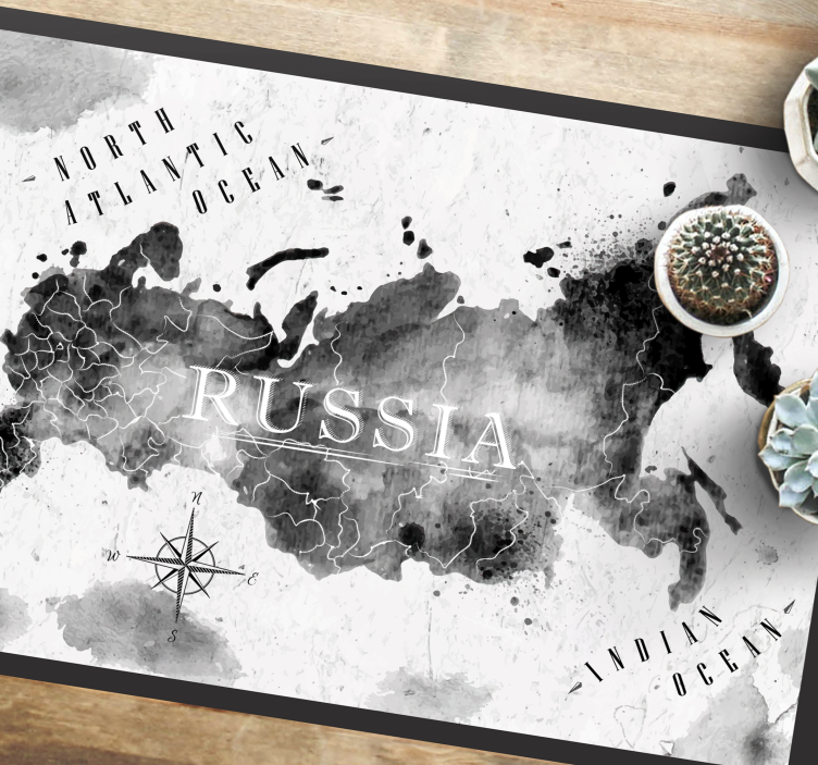 Monochromatic Global Map world map vinyl rug - TenStickers