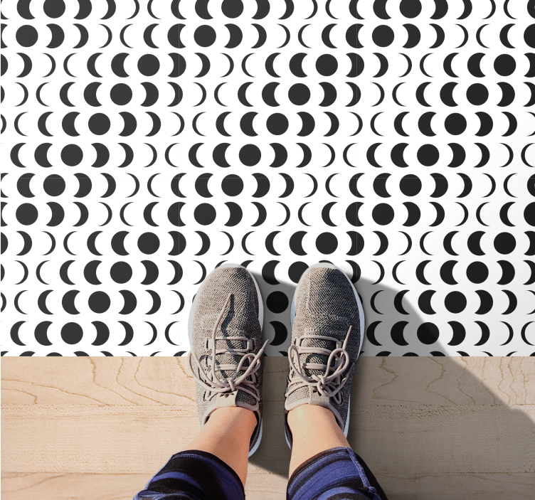 Monochrome semicircles geometric vinyl rug - TenStickers