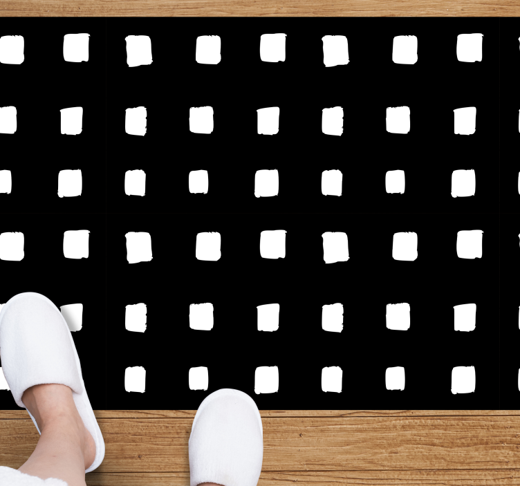 Black and white square pattern minimal vinyl rug - TenStickers