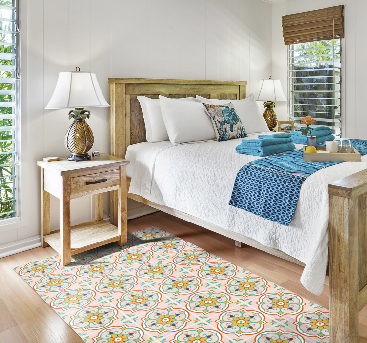 Mosaic Patterned Motif tile vinyl rug - TenStickers