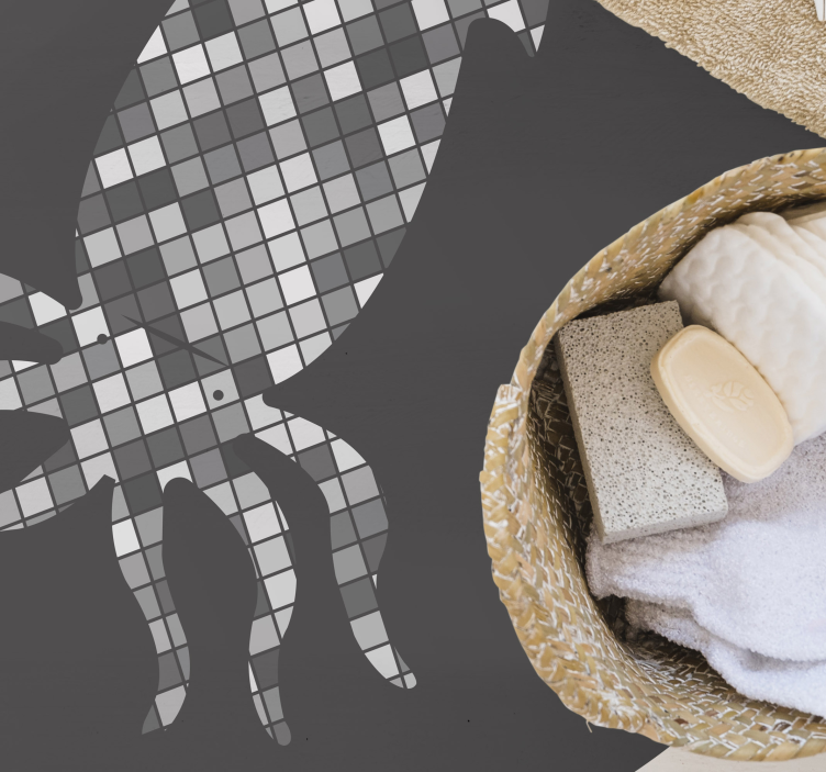 Mosaic Squid Silhouette tile vinyl rug - TenStickers