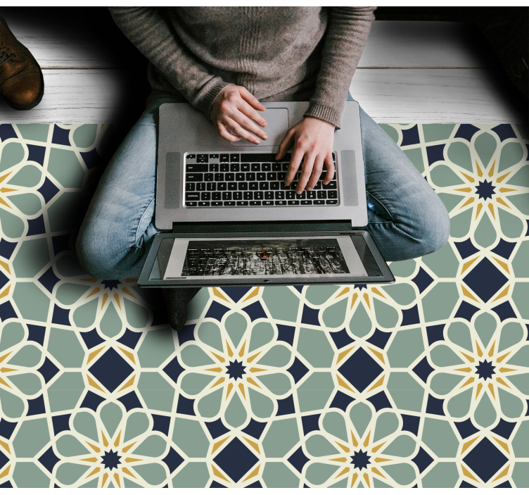 Mosaic vinyl rug with elegant geometric design - TenStickers