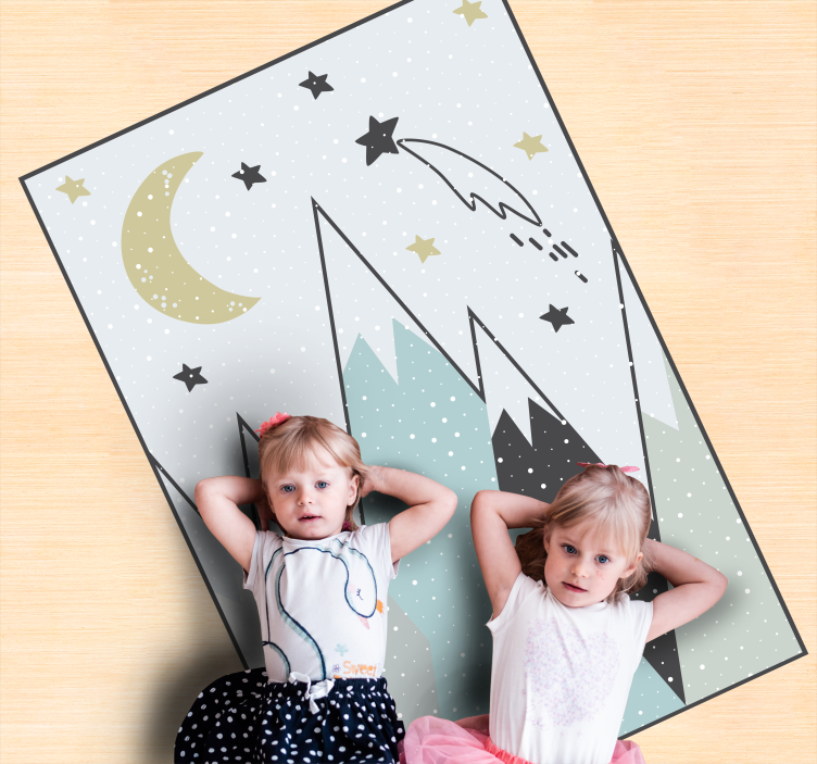 Mountainous Night Sky kids vinyl rug - TenStickers