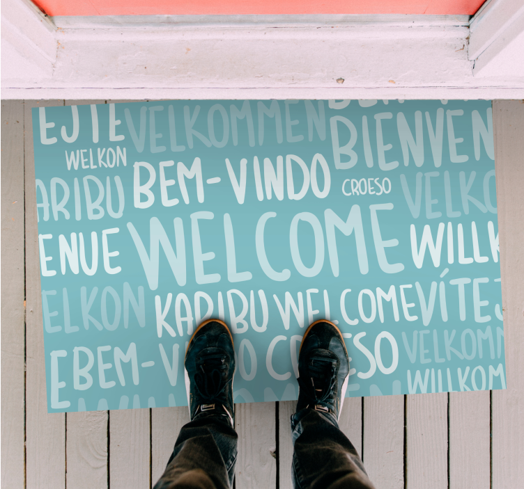 Multilingual Welcome Text custom vinyl rug - TenStickers
