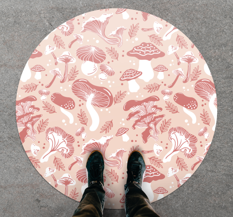 Mushroom Botanical Art circular vinyl rug - TenStickers