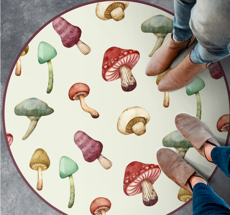 Mushroom Illustrations nature vinyl rug - TenStickers