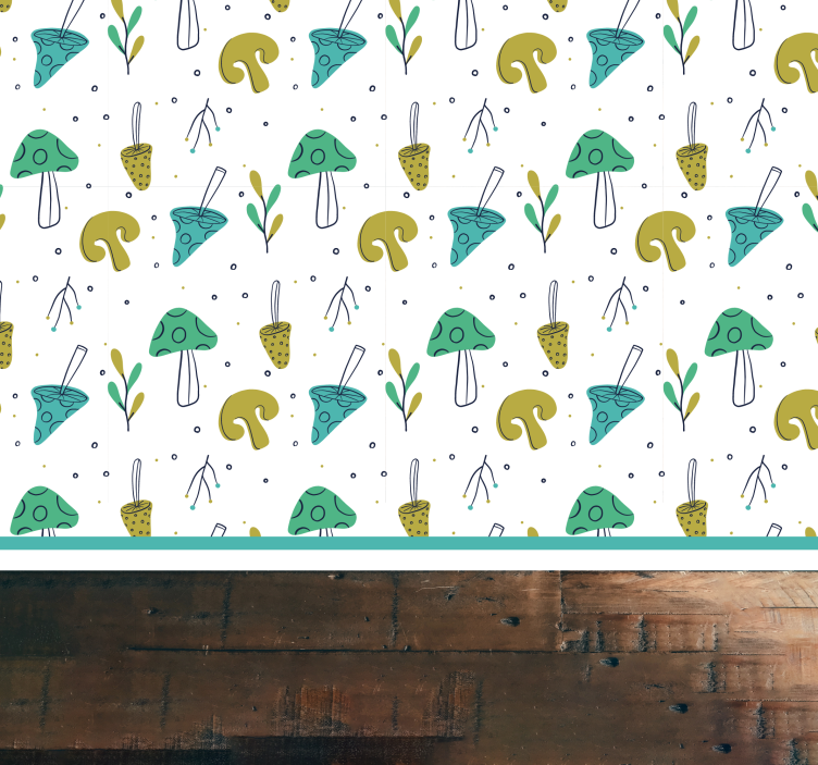 Mushroom Pattern Playful nature vinyl rug - TenStickers