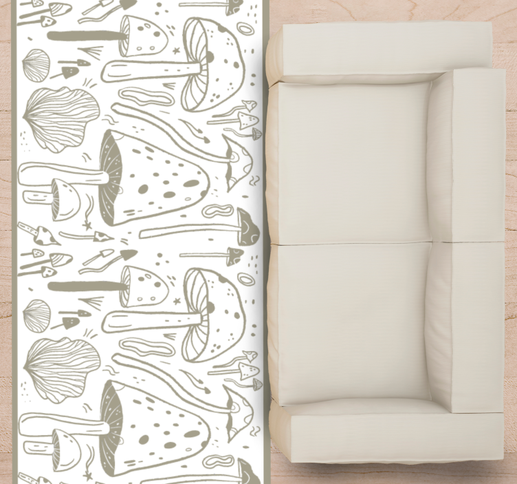 Mushroom sketches floral vinyl rug - TenStickers