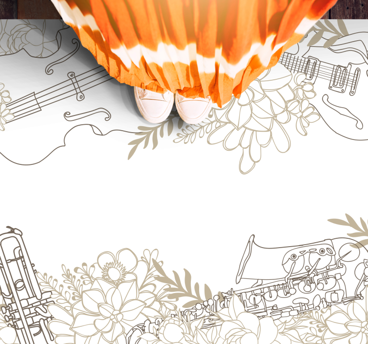 Harmonic Blossom Composition floral vinyl rug - TenStickers