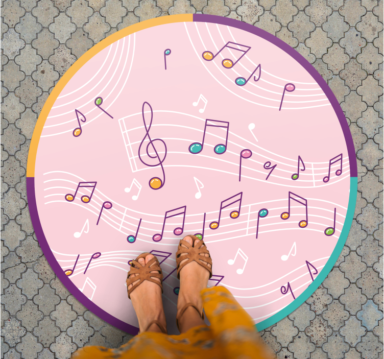 Musical Notes Motif teenage bedroom vinyl rug - TenStickers