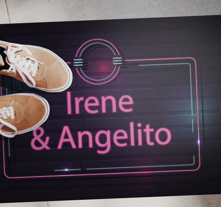 Neon couple names teenage bedroom vinyl rug - TenStickers