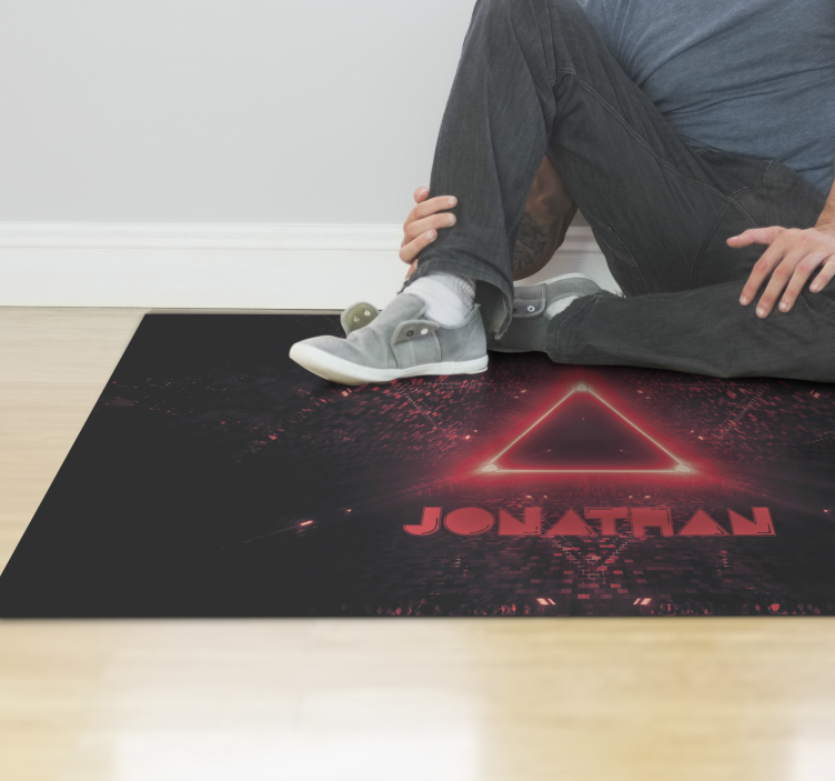Neon triangle with name teenage bedroom vinyl rug - TenStickers