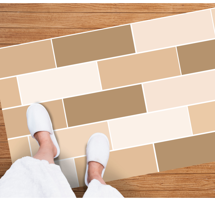 Neutral Brick Tiles bathroom vinyl rug - TenStickers