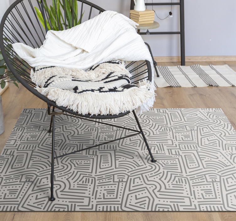 Nordic style abstract gray nordic vinyl rug - TenStickers