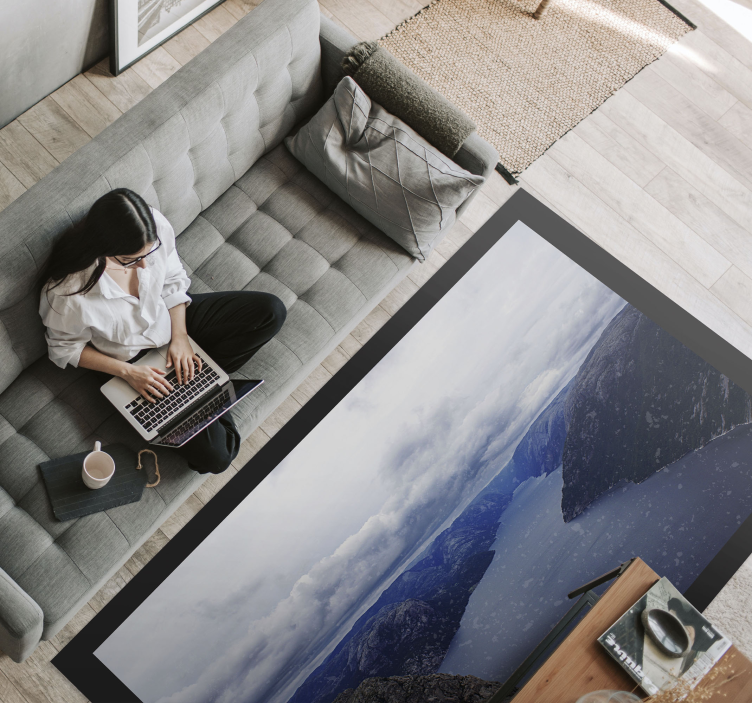 Norway fjord blue water nature vinyl rug - TenStickers