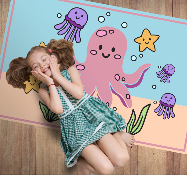 Ocean Friends Illustration kids vinyl rug - TenStickers